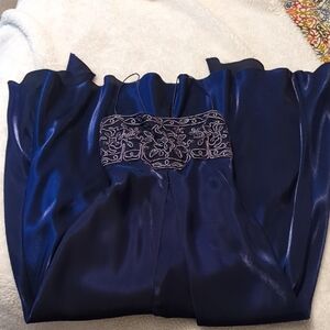 Morgan & Co. Navy Blue Maxi Dress with Embroidered Detail